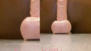 Tight WET BBW riding dildo