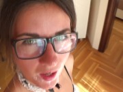 My step brother cum on my face and glasses. 10/16