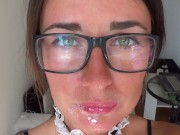 My step brother cum on my face and glasses. 9/16