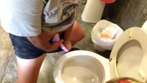 Having a blast taking a leak with the go girl penis!