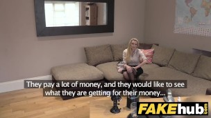 Fake Agent UK Amateur big tits MILF sucks cock for cash on casting couch