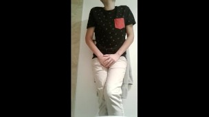 Desperate guy pissing his pants