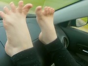 Stretching Out My Feet Wiggling My Toes in The Car -NO SEX- A Velvet Short