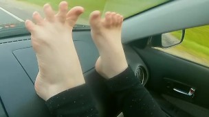 Stretching Out My Feet Wiggling My Toes in The Car -NO SEX- A Velvet Short