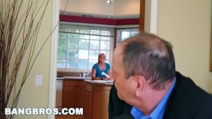 BANGBROS - Strong Arming AJ Applegate's Tight Pussy Behind BF's Back