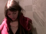 Naughty Babe goes with Stranger for Toilet Blowjob while shopping