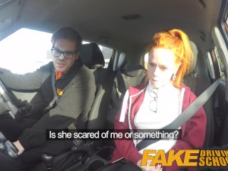 Fake Driving School Cute redhead Ella Hughes fucks and eats instructors cum