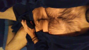 Hairy guy plays with his hard cock and cums twice in a row
