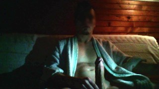 Lighting play, thick veiny cock and a huge self facial