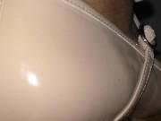 A Crossdresser in Flats - Dominating a Tiny Car in Nude Mary Jane Flats