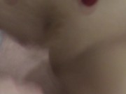 wet pussy rubbing cock till orgasm. sperm close up natural tits closeup POV 11/16