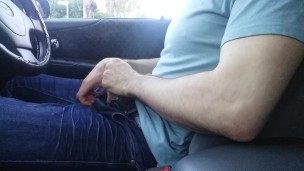 Playing with my cock in traffic.