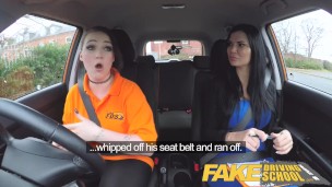 Fake Driving School Jailbird with big tits tastes examiners shaven pussy