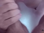 Amateur blowjob in the bathroom from a teen with big tits - cum in mouth