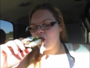 Fat ass bitch eats a candy bar