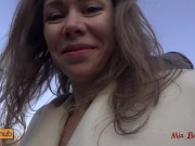 Real public sex. Beautiful fucks on a park bench and shows her perfect 9/16