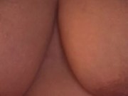 Playing with my big tits mmm