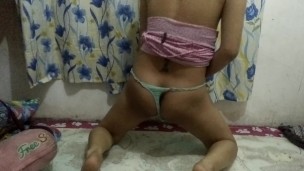 Small tits shemale shows off cute hard cock
