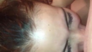 desperate teen give sloppy head to papiboy in bathrom