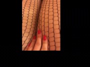 Big tit blonde pussy play in fishnets moaning
