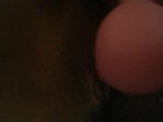 Ebony black pussy squirts with toy