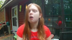 Natural Redhead Smoking a American Spirit Cigarette