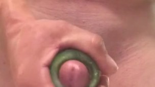 Playing with a cucumber