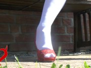 Teeny Masturbation on the garden bench 2/16