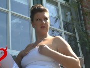 Teeny Masturbation on the garden bench 6/16