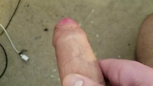 Huge white cock makes a mess on the floor