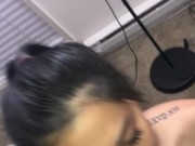 Sucking a big black dick getting a cum shower ending