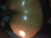 Bubble butt oiled up in stockings