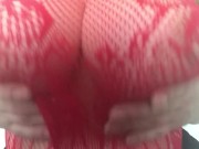 Big tit blonde red fishnet play 6/16