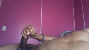 Black solo while watching porn