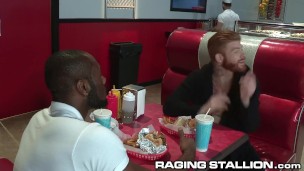 RagingStallion Big Fat Meat Orgy at the Diner!
