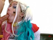 SUICIDE SQUAD - HARLEY QUINN Cosplay throat FUCK and snal creampie eating. 7/16