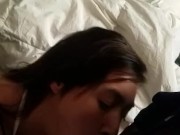 19 year old gf sucks my dick while she was on the phone 14/16