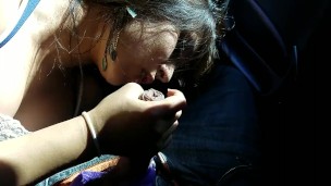 18 year old sucks cock in a car and swallows cum for 1st time