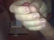 Slow motion cumshot on screen
