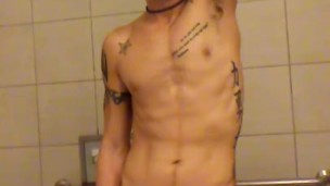 Public Restroom Jack off (Colt Horny playing with his 7 inch Cock)