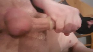 Fucking my ass with a vibrator. Tied balls vock ring and lots of cum