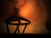 Curvy blonde playing with pussy and curves on chair 11/16