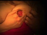 Curvy blonde in short pink dress 12/16