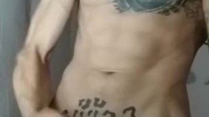 Sexy abs uncut solo cumshot
