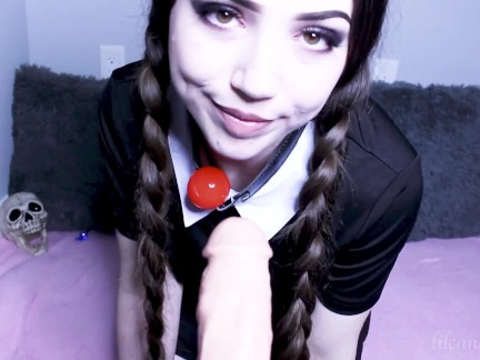 Wednesday Addams blowjob dildo fuck facial - lilcanadiangirl