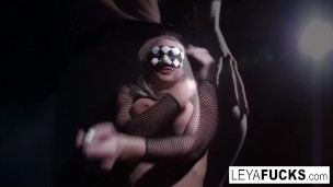 Griddy interracial anal scene with hot big titty blonde