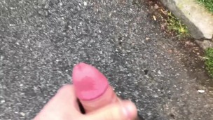 Young gay man parking lot masturbating