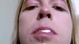 Blackcockhoe slut drinking black sperm from condom full face sissy