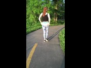 naughty redhead teen flashes tits and pussy in public 15/16