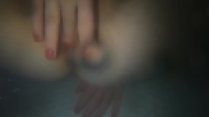 Fingering Red Hair Pussy and Teasing Big Natural Breasts Underwater in Bath